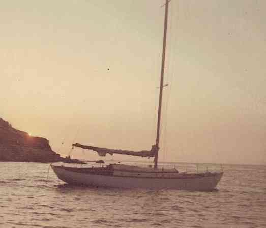 old sailboat anchored off Catalina Island