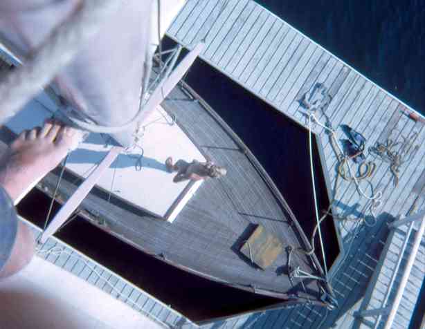 old sailboat view from up the mast