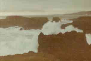 wave crashing over Mendocino cliff